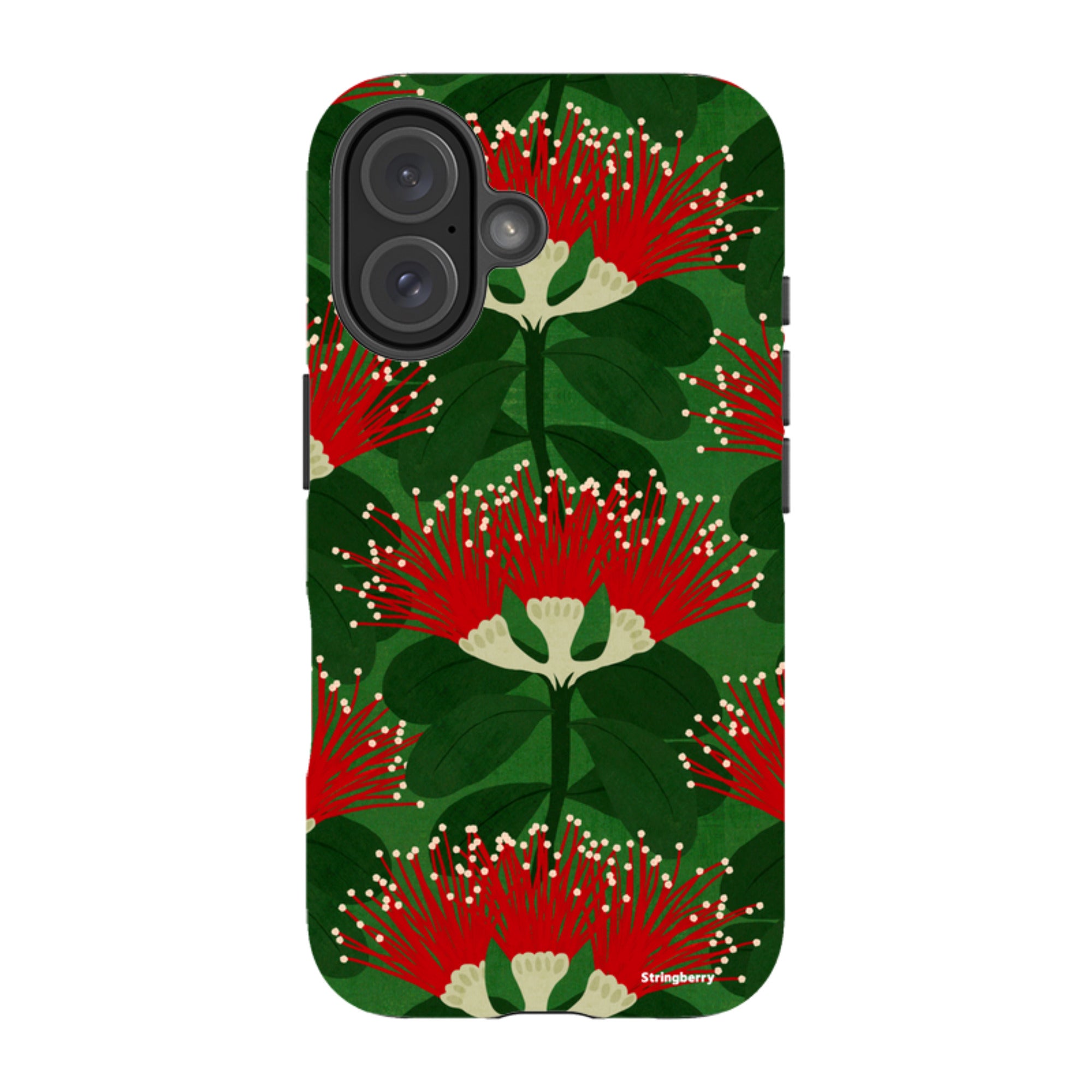 iPhone MagSafe Tough Case - Pohutukawa Green and Red By Katherine Quinn