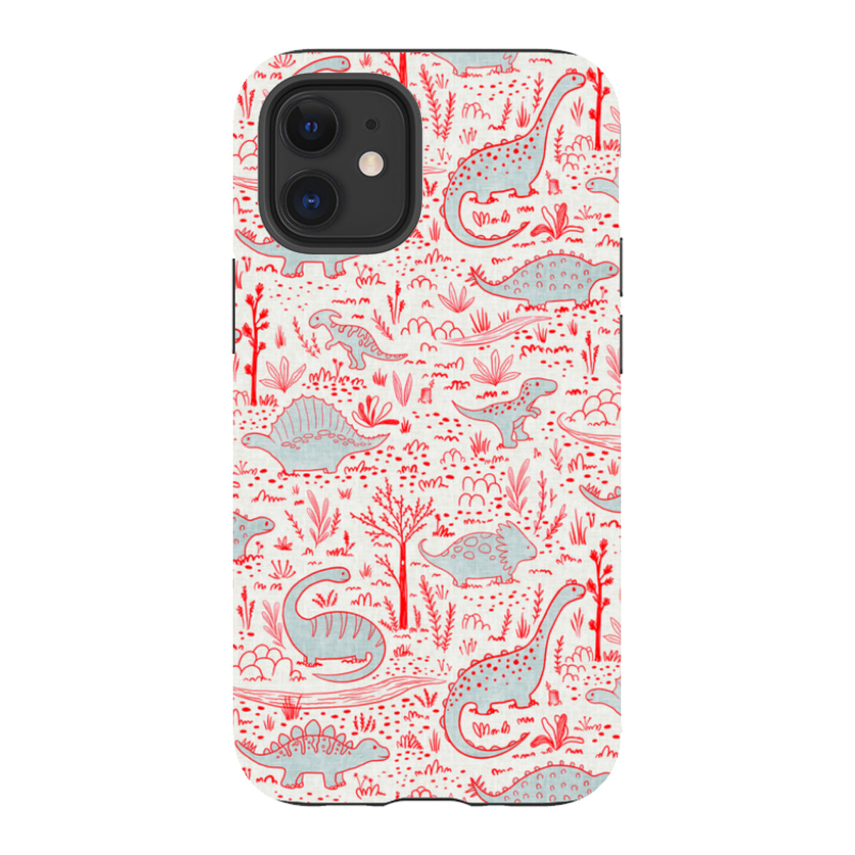 iPhone Tough Case - Dinosaur line Red and Blue By Katherine Quinn