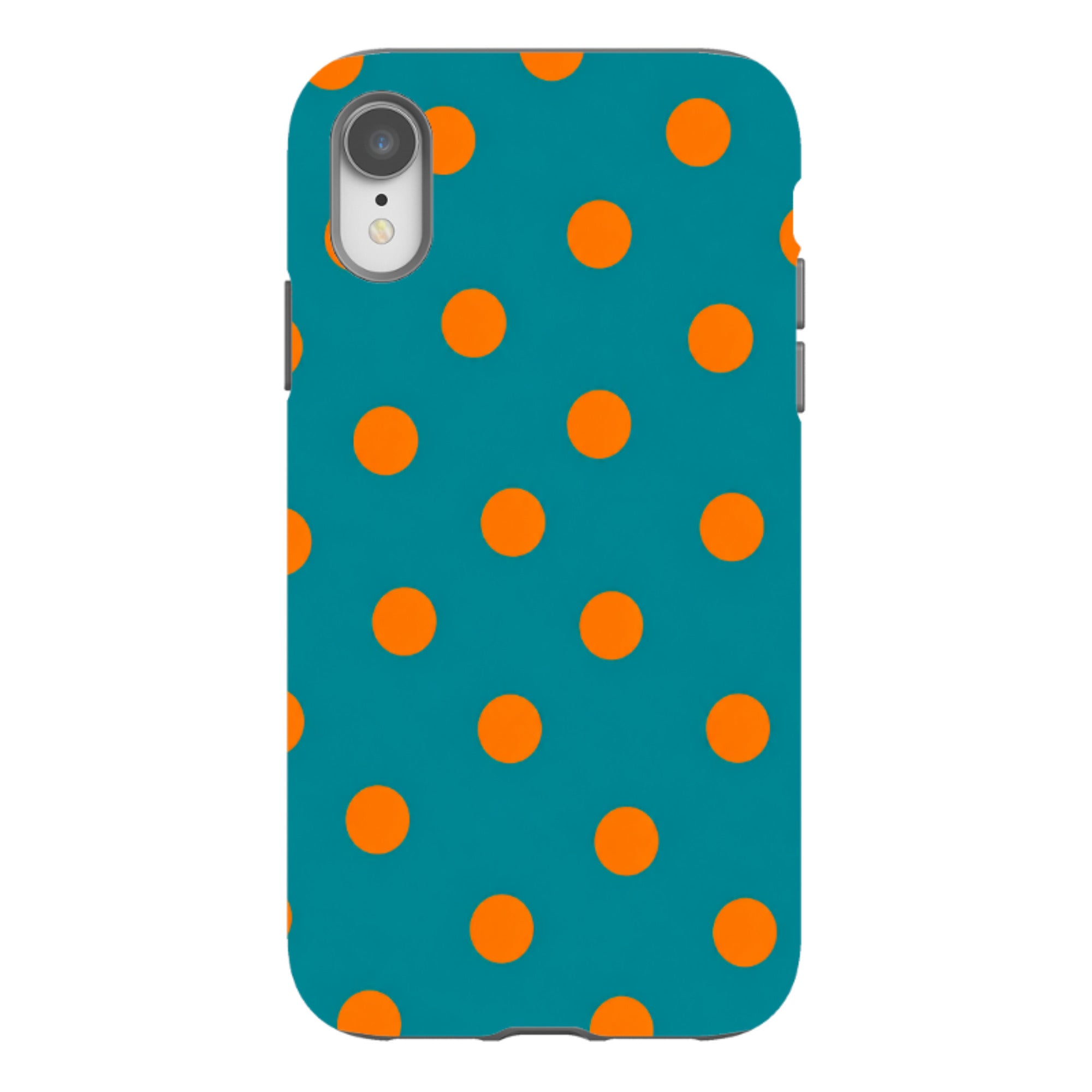 iPhone Tough Case - Teal & Orange Polka Dot