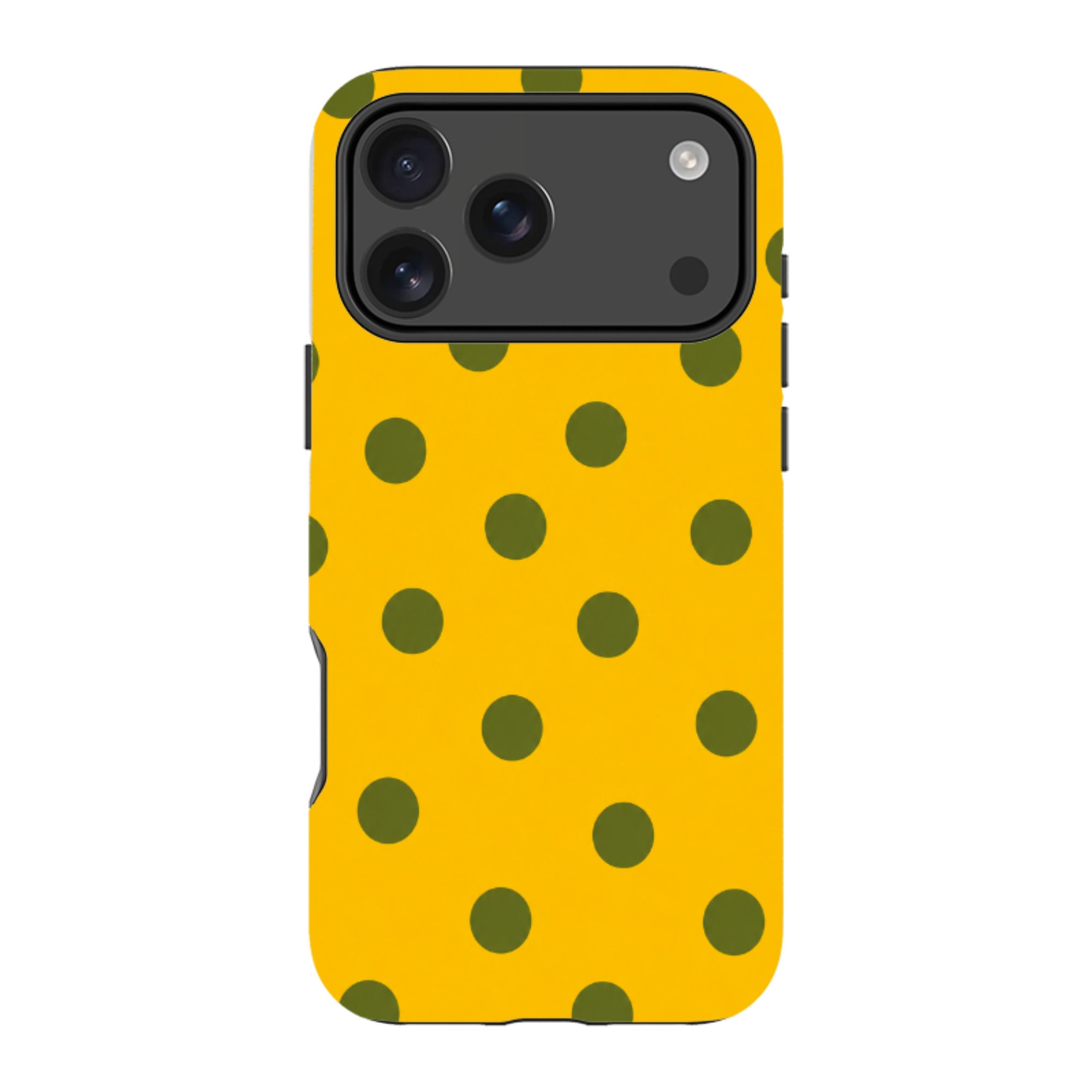 iPhone MagSafe Tough Case - Mustard Yellow & Olive Green Polka Dot