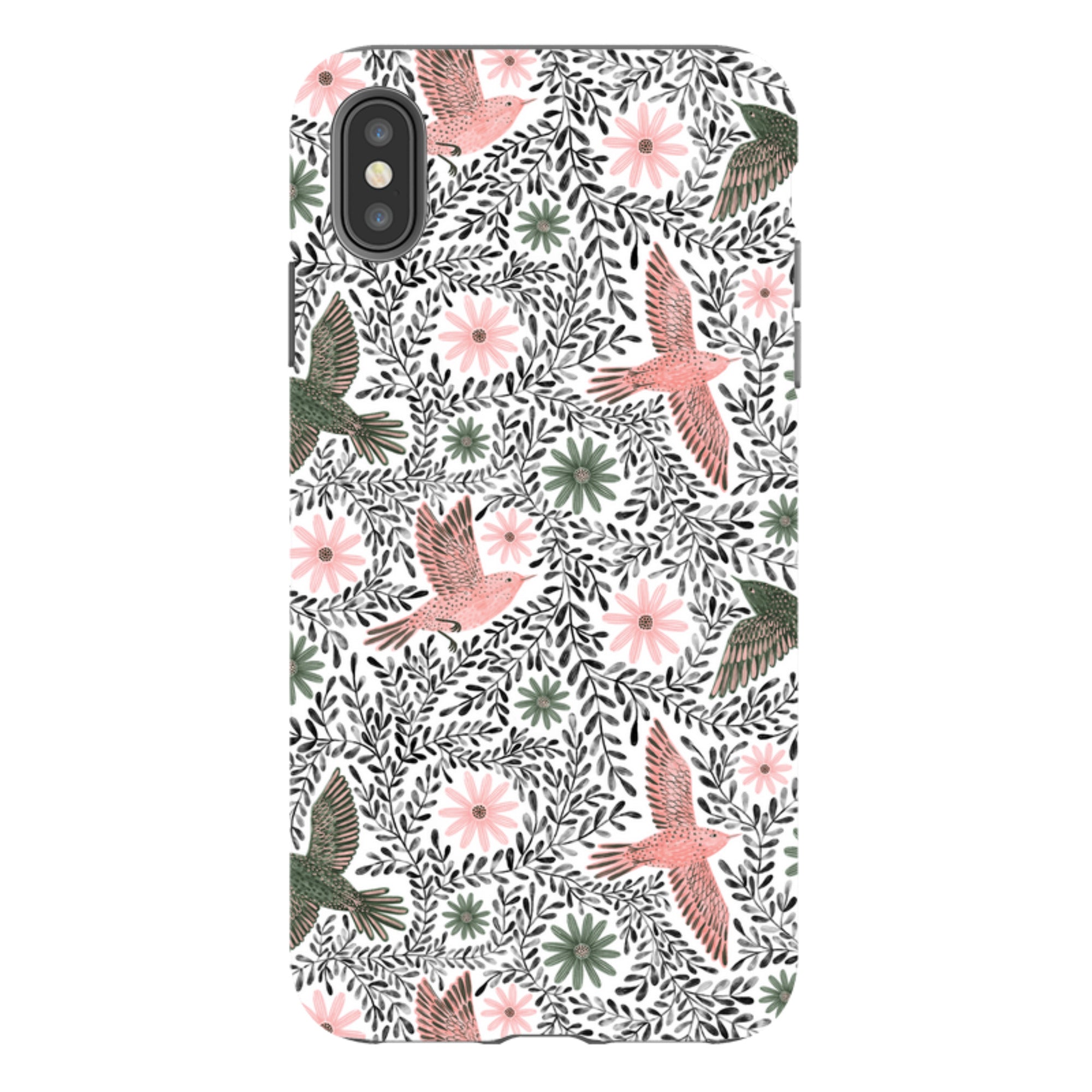 iPhone Tough Case - Bird Pattern Black By Lee Foster Wilson