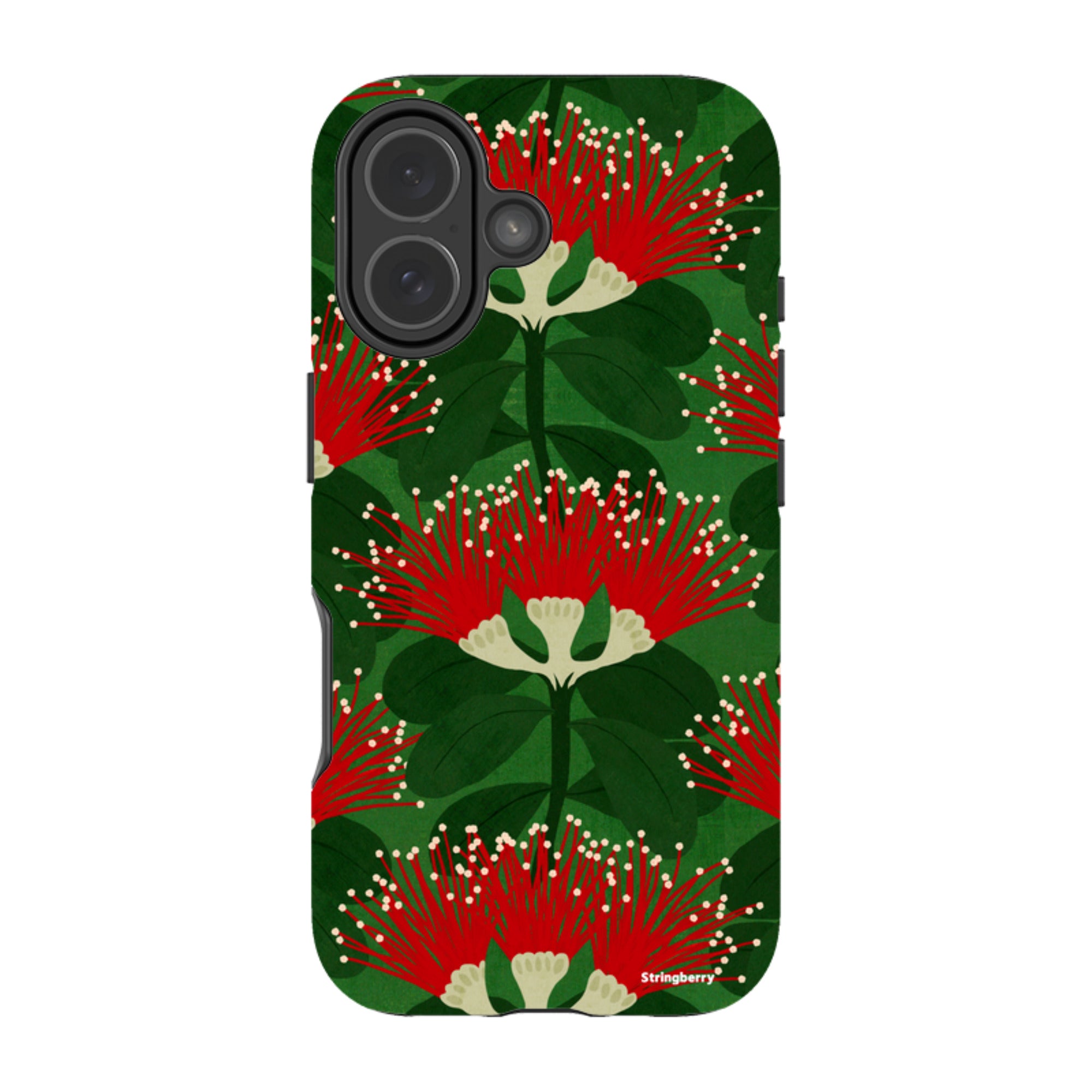 iPhone MagSafe Tough Case - Pohutukawa Green and Red By Katherine Quinn