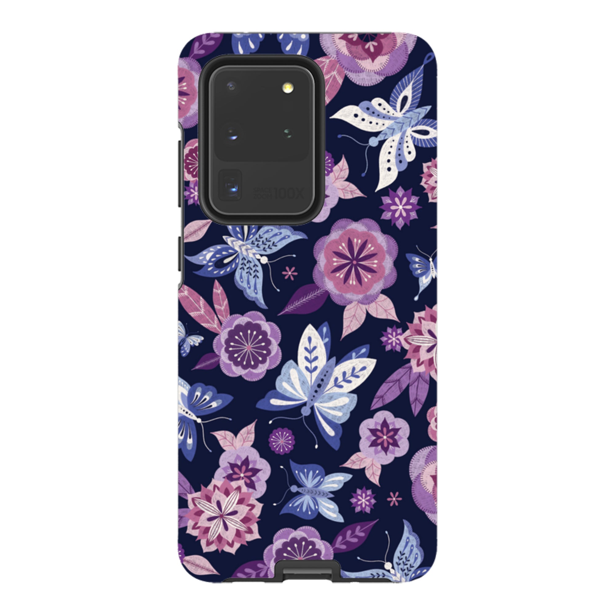 Samsung Tough Case - Butterfly Blooms Navy By Jenny Zemanek