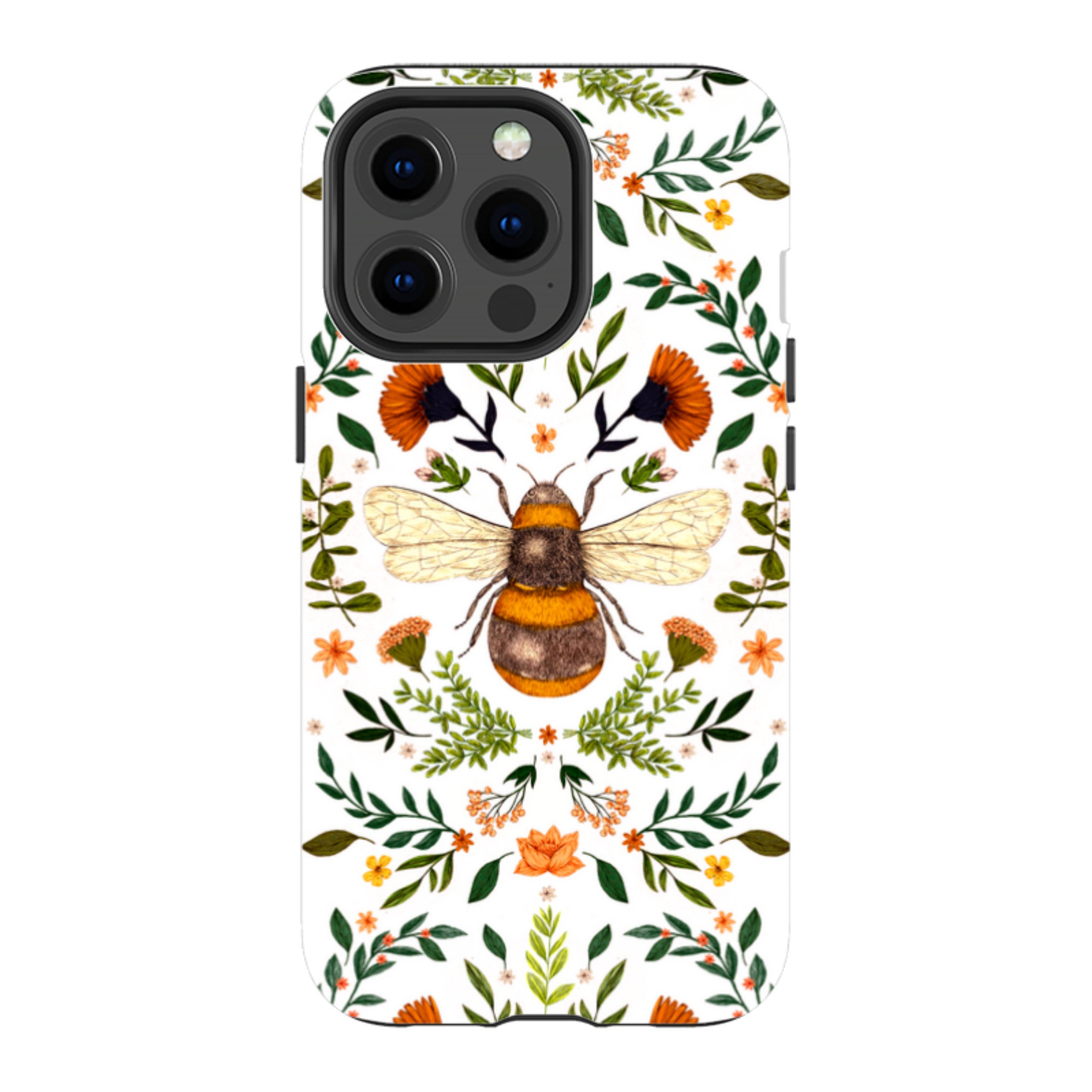 iPhone Tough Case - Botanical Bee White By Jade Mosinski