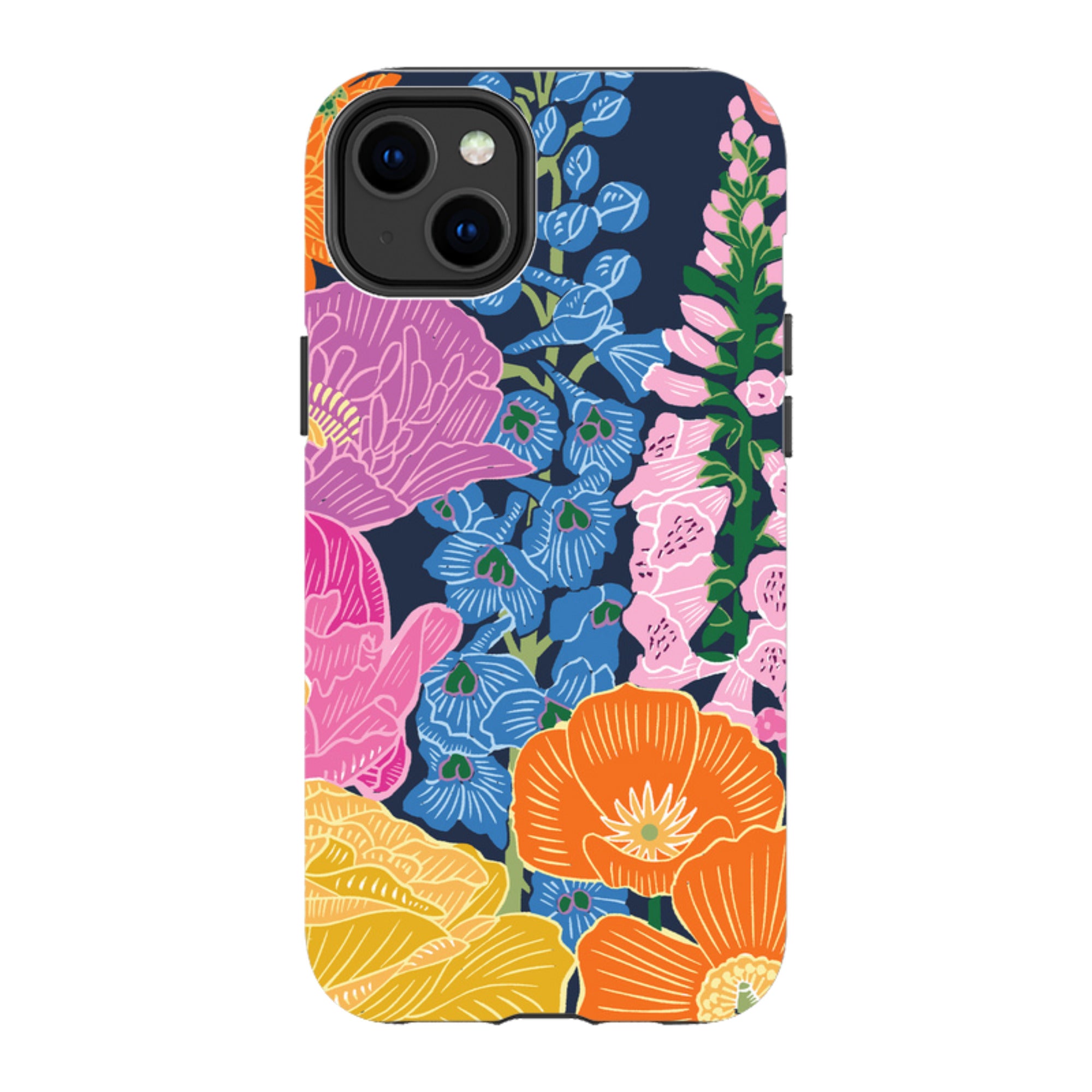 iPhone Tough Case - Flower Garden Navy By kate Heiss