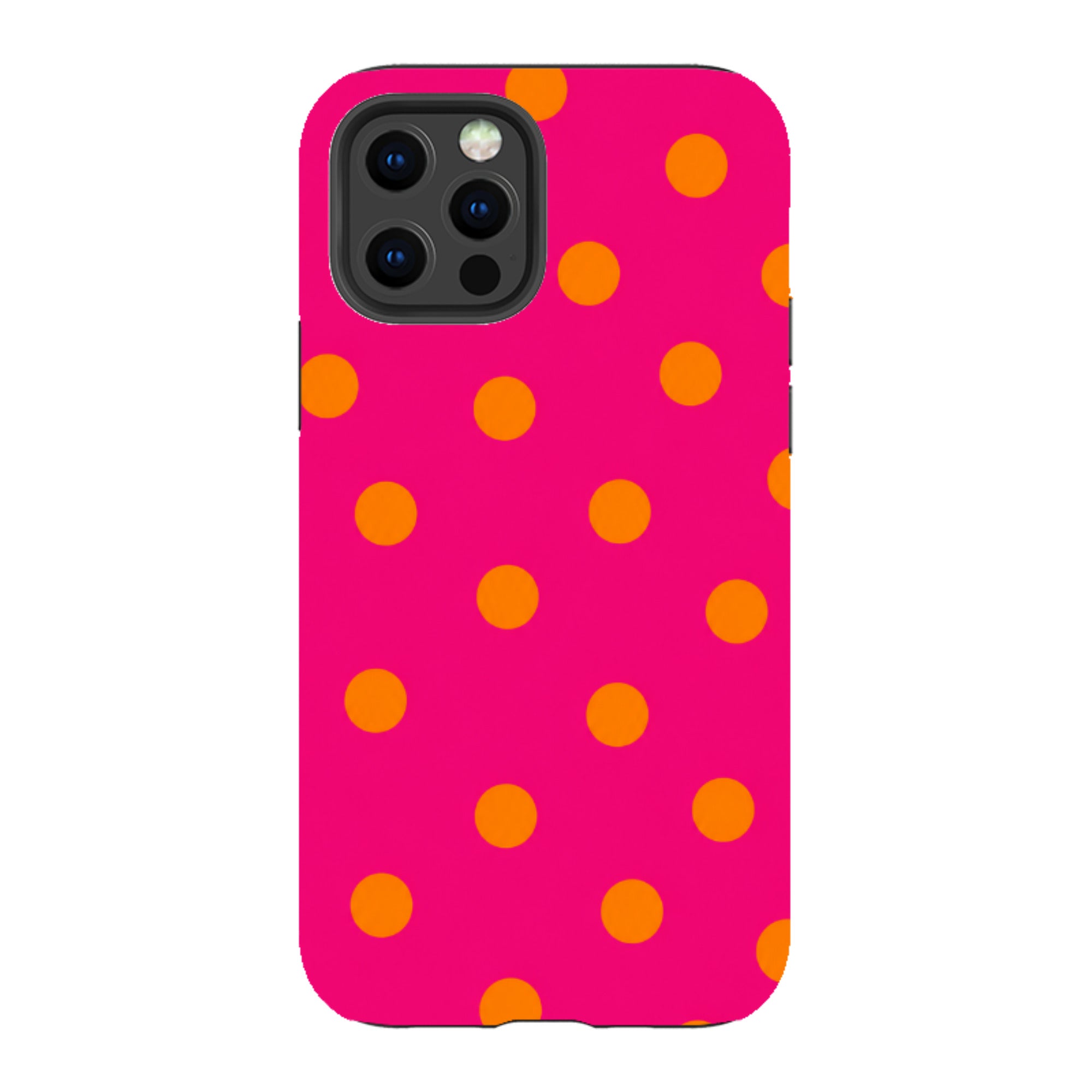 iPhone Tough Case - Hot Pink & Orange Polka Dot