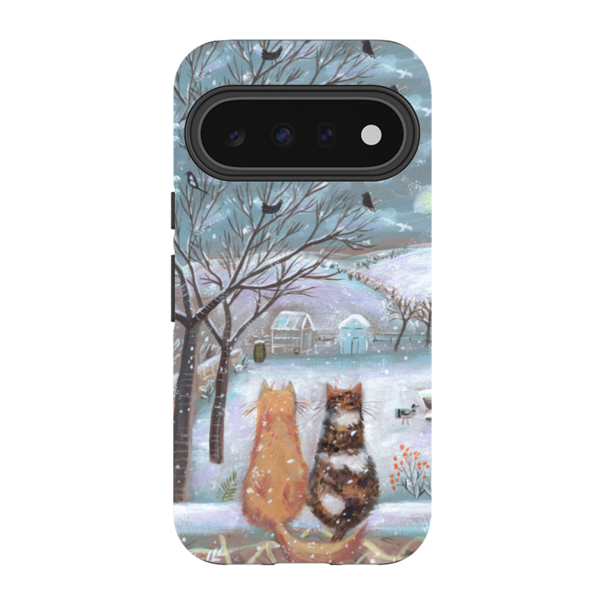 Google Tough Case - Winter Cottage Cats By Mary Stubberfield