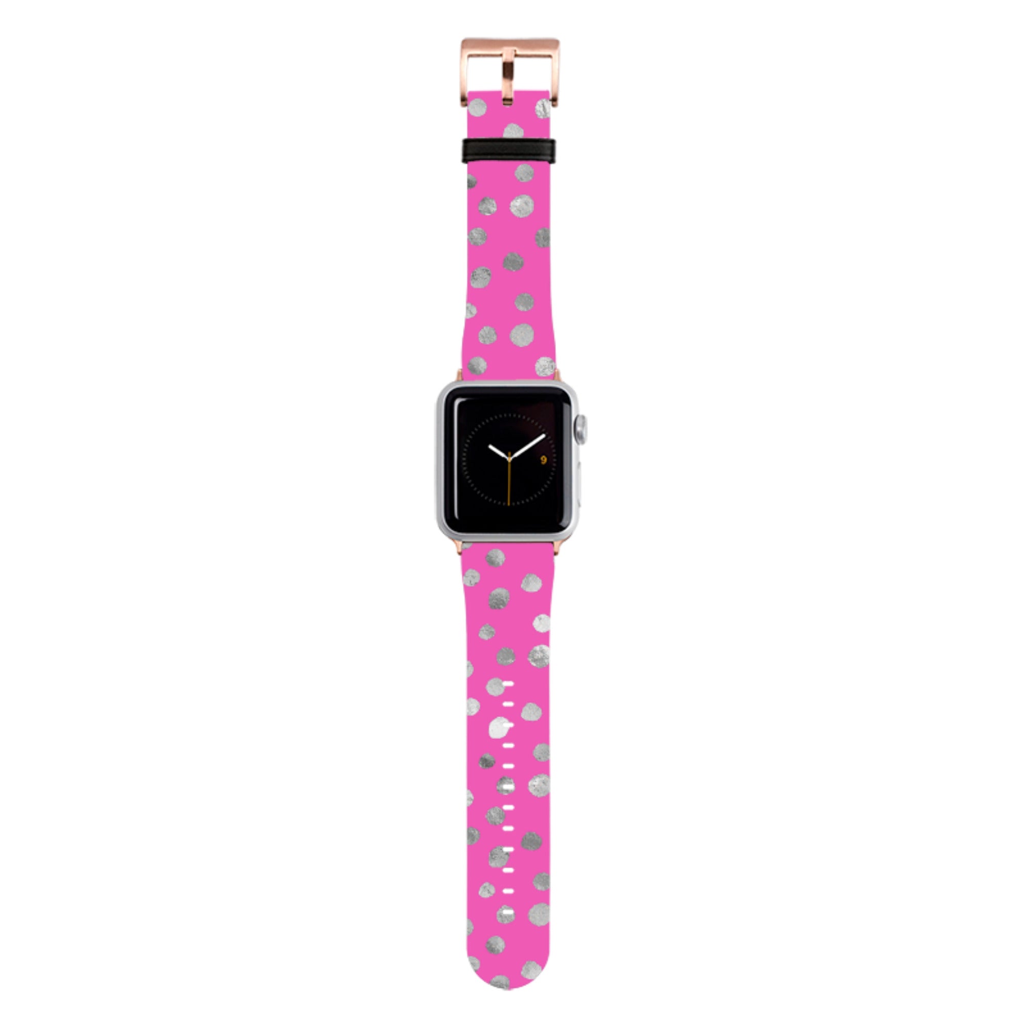Pink and Silver Dots Apple Watch Strap