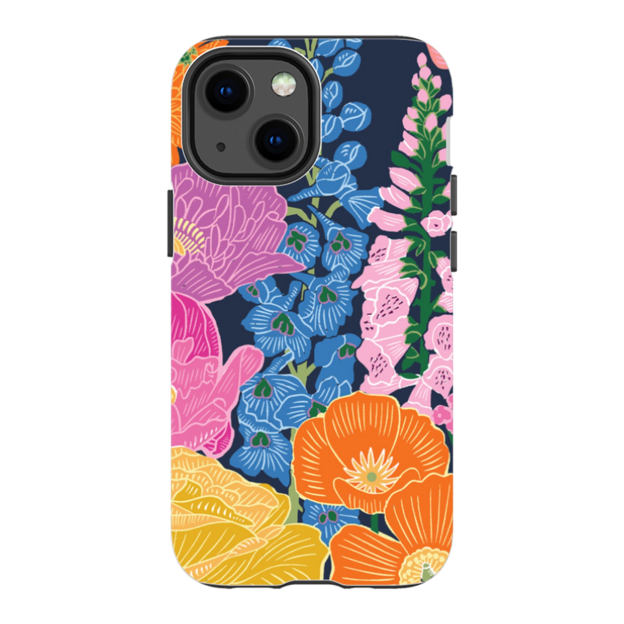 iPhone Tough Case - Flower Garden Navy By kate Heiss