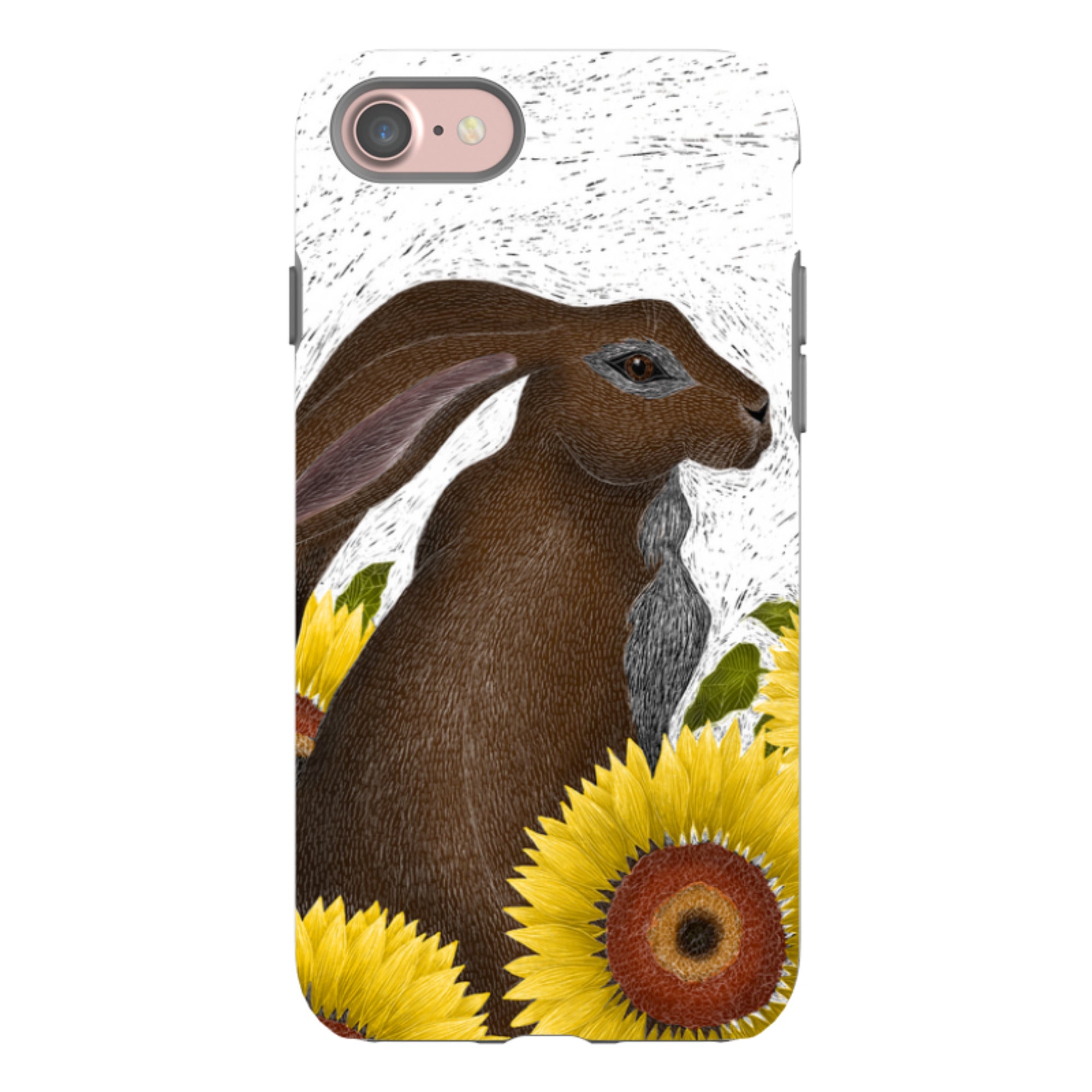 iPhone Tough Case - Hare With Sunflowers By Catherine Rowe