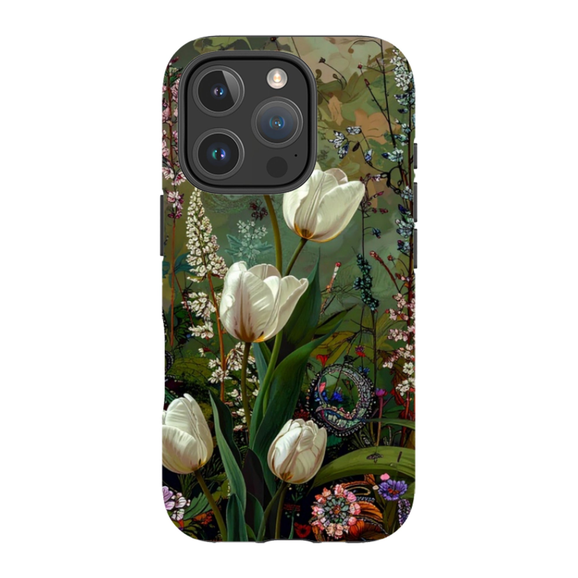 iPhone MagSafe Tough Case - Green Vyne White Tulips