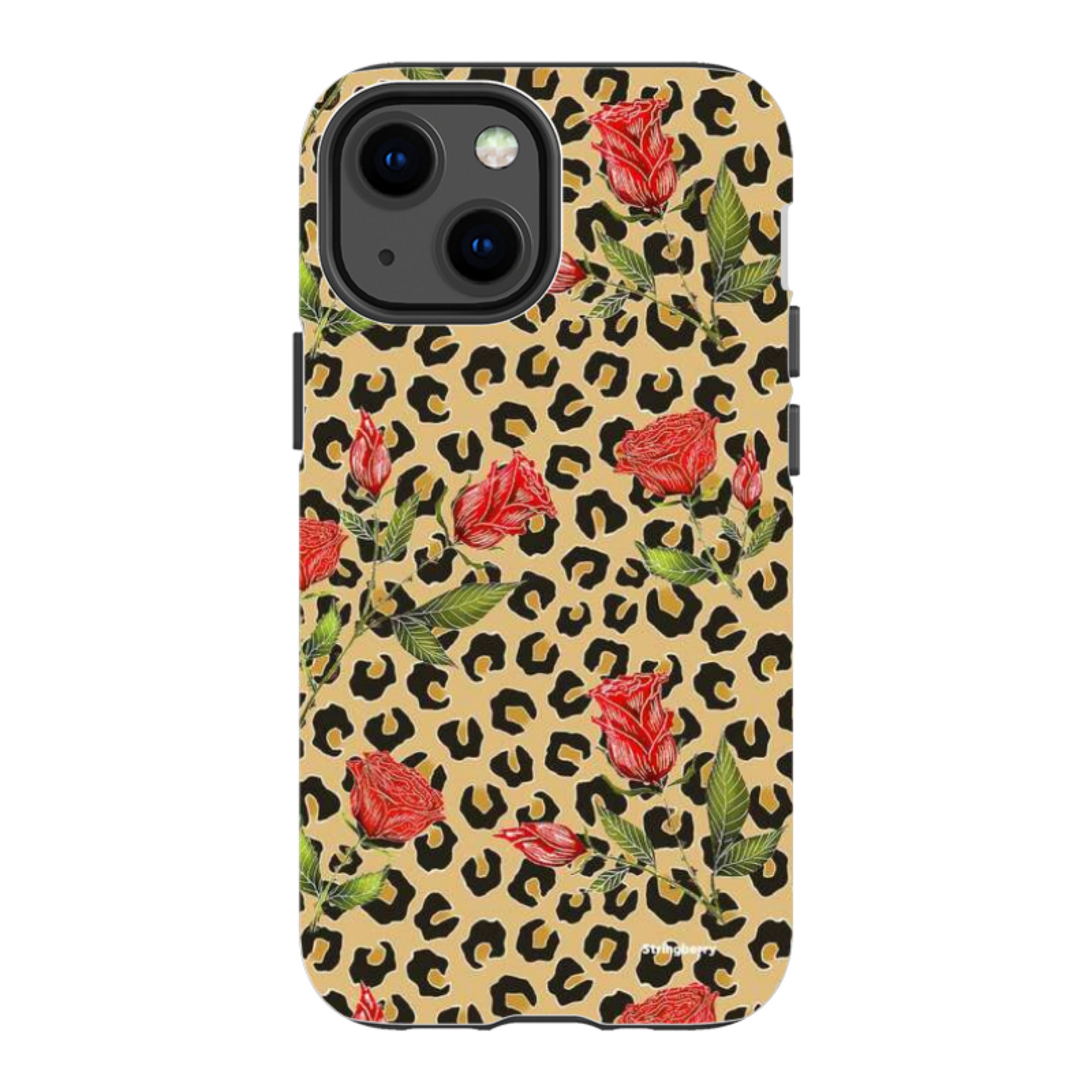 iPhone Tough Case - Leopard Print Rose Pattern By Catherine Rowe