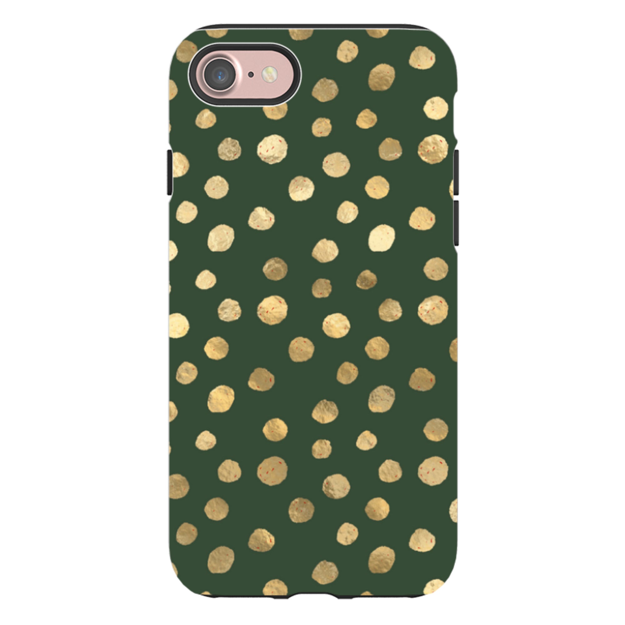 iPhone Tough Case - Green and Gold Dots