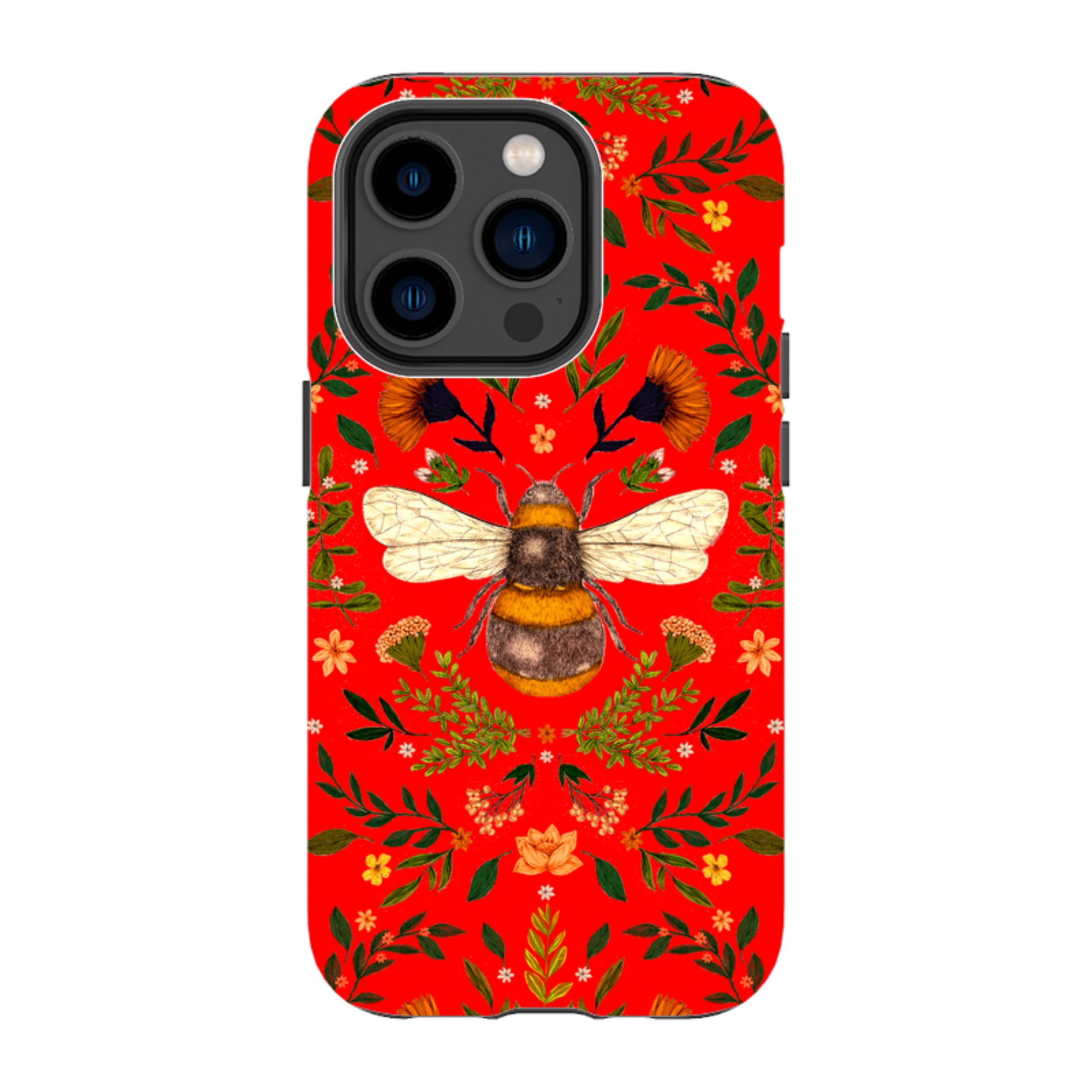 iPhone MagSafe Tough Case -  Botanical Bee Red By Jade Mosinski