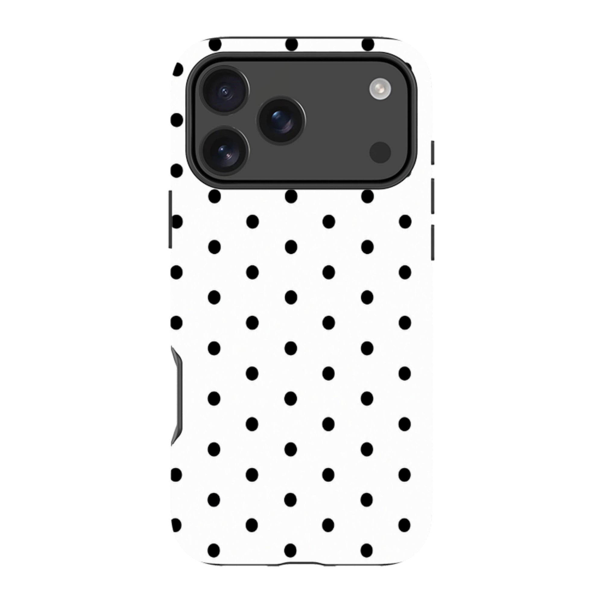 iPhone Tough Case - White & Black Polka Dot