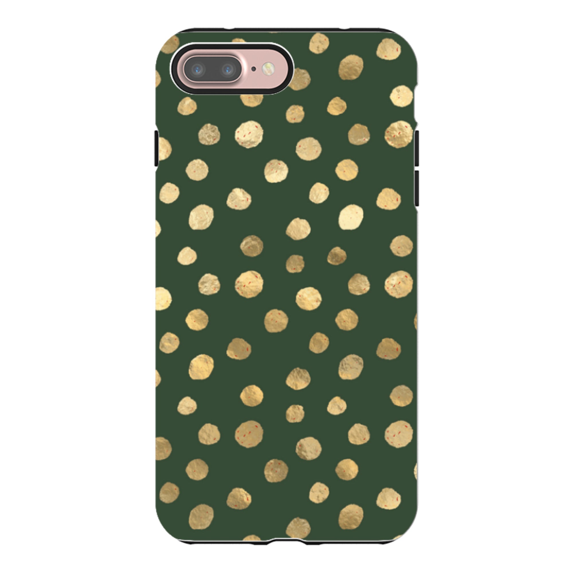 iPhone Tough Case - Green and Gold Dots