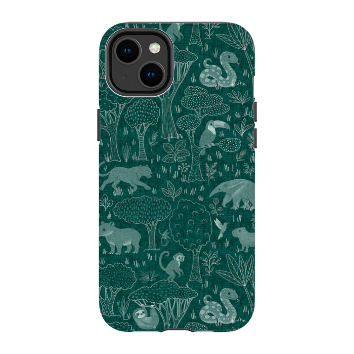 iPhone Tough Case - Tropical Jungle Animals teal By Katherine Quinn