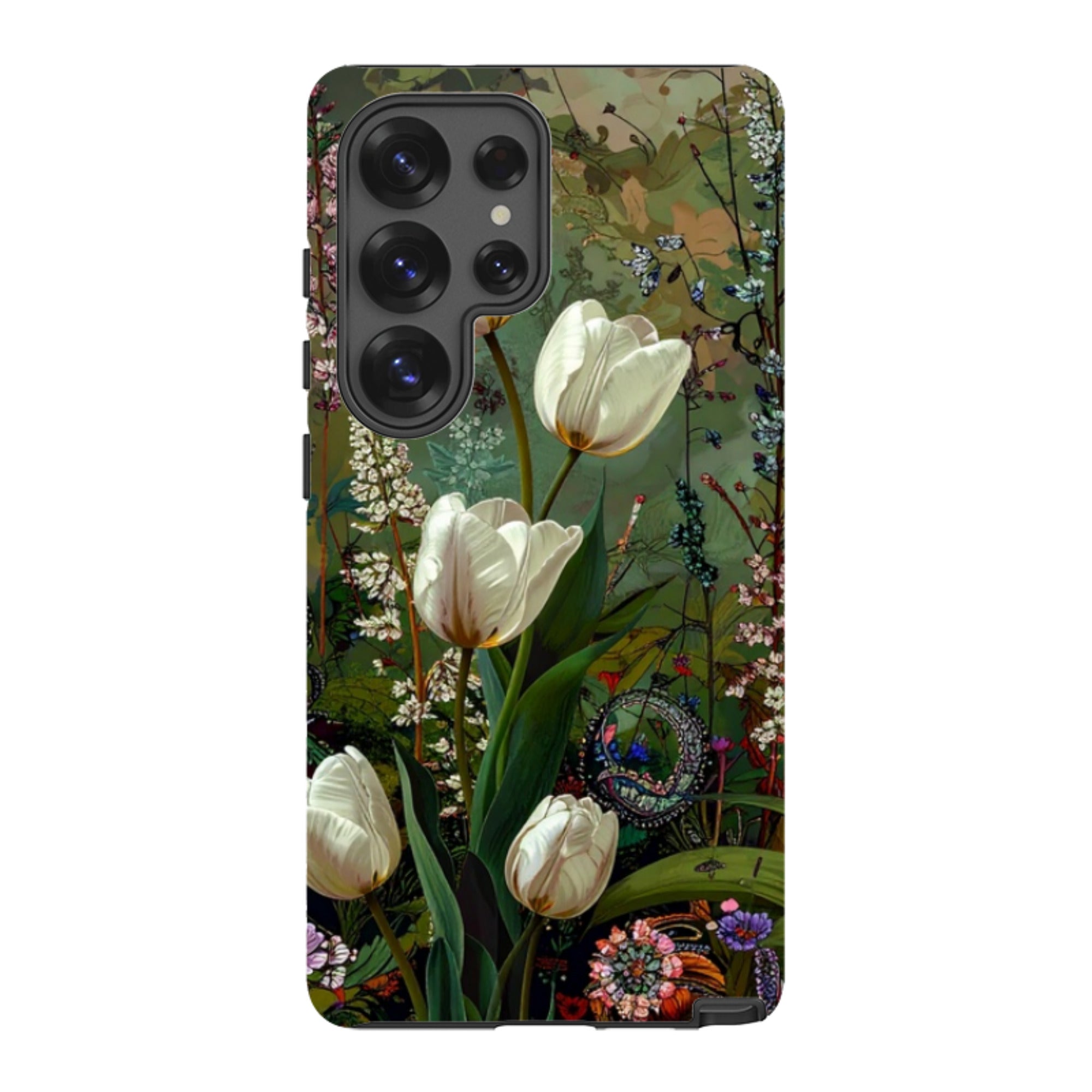 Samsung Tough Case - Green Vyne white Tulips