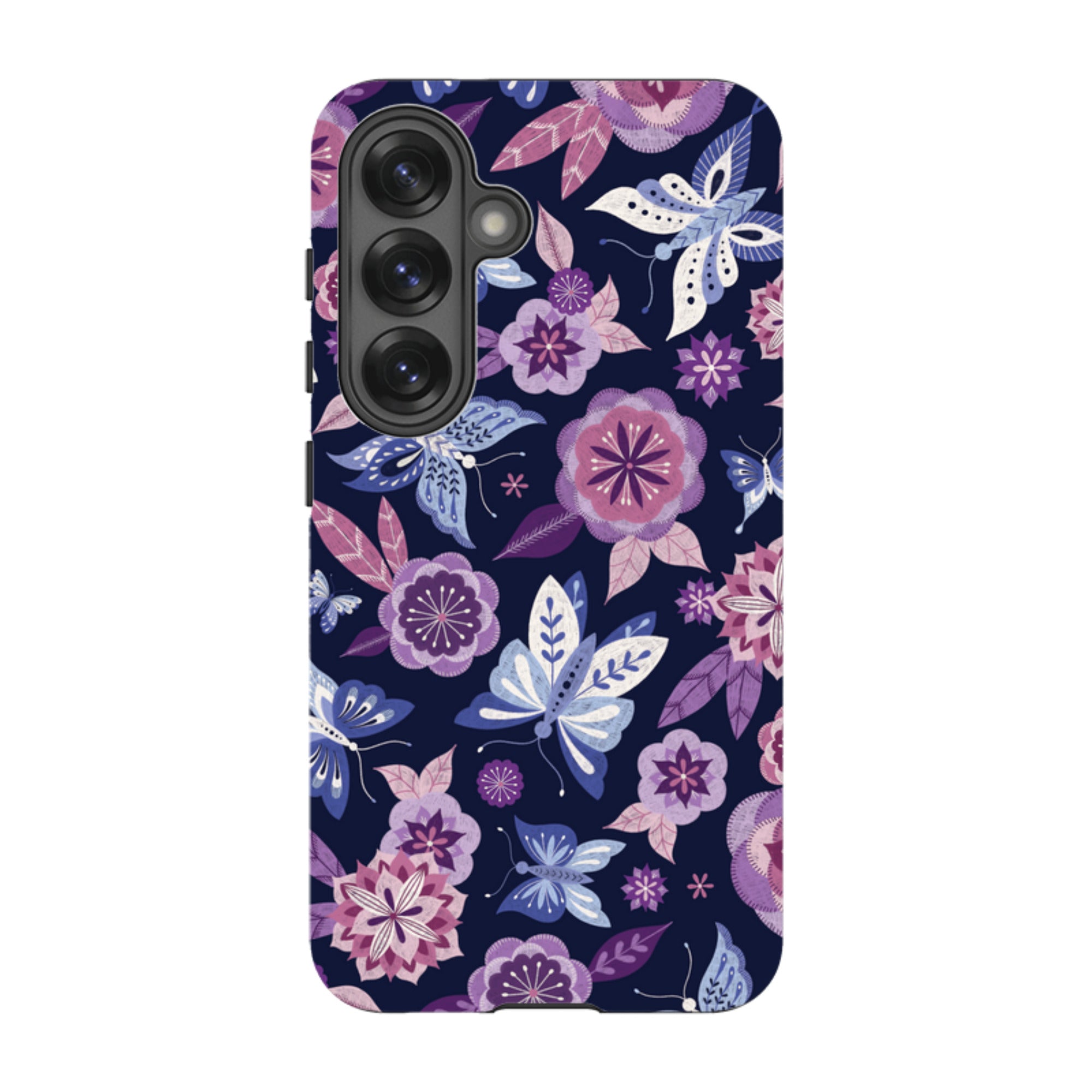 Samsung Tough Case - Butterfly Blooms Navy By Jenny Zemanek