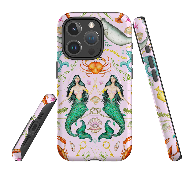 iPhone MagSafe Tough Case - Tritons Treasure Pink By Catherine Rowe