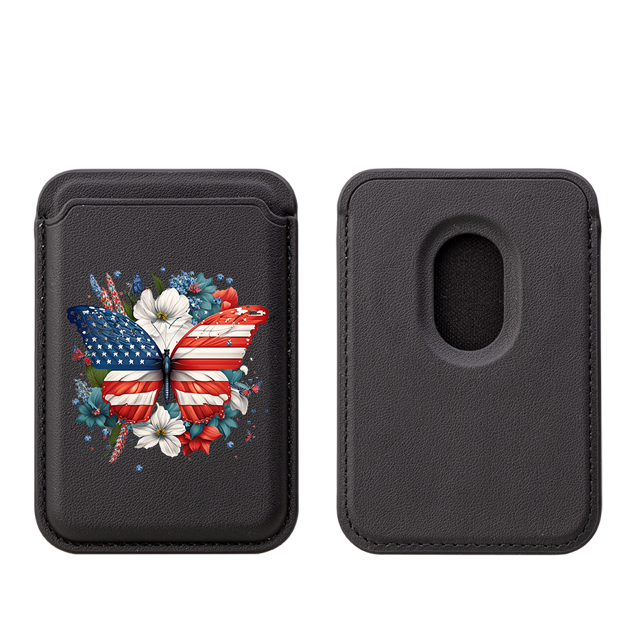 USA Floral II MagSafe Wallet- Black