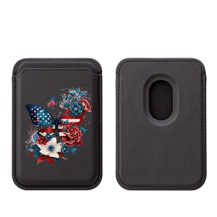 USA Floral III MagSafe Wallet- Black