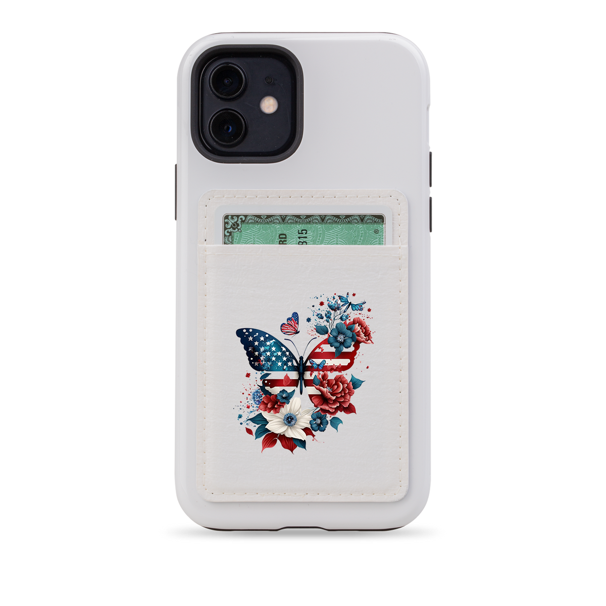 USA Floral III MagSafe Wallet- White