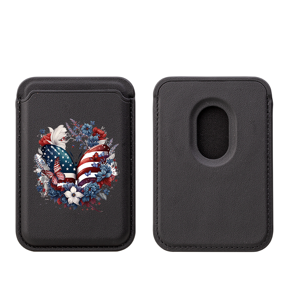 USA Floral IV MagSafe Wallet- Black