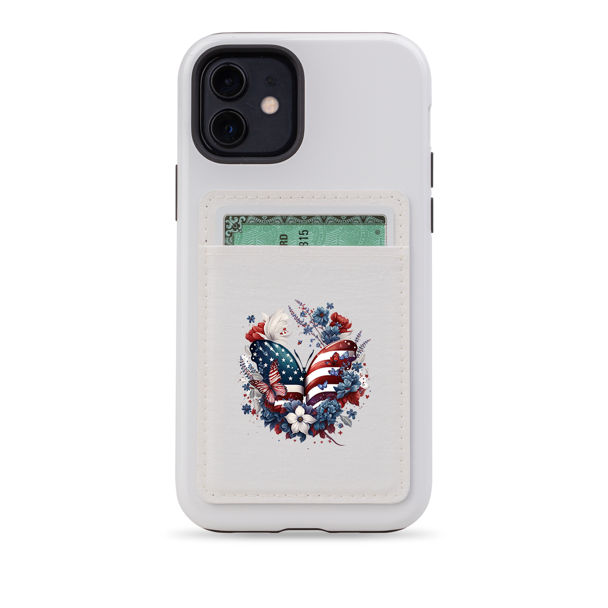 USA Floral IV MagSafe Wallet- White