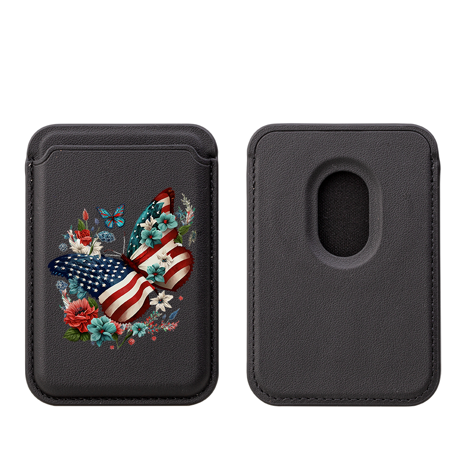 USA Floral MagSafe Wallet- Black