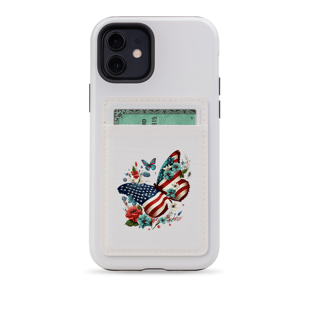 USA Floral MagSafe Wallet- White
