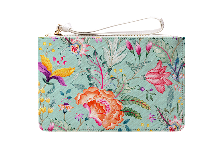 Vale Floral Mint Clutch Bag