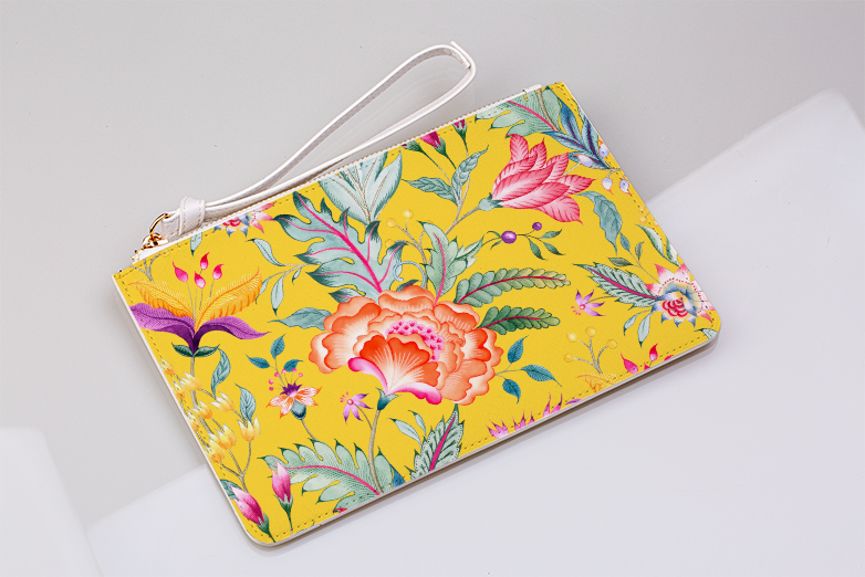 Vale Floral Yellow Clutch Bag