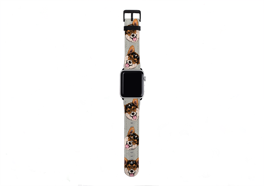 Welsh Corgi Grey Apple Watch Strap