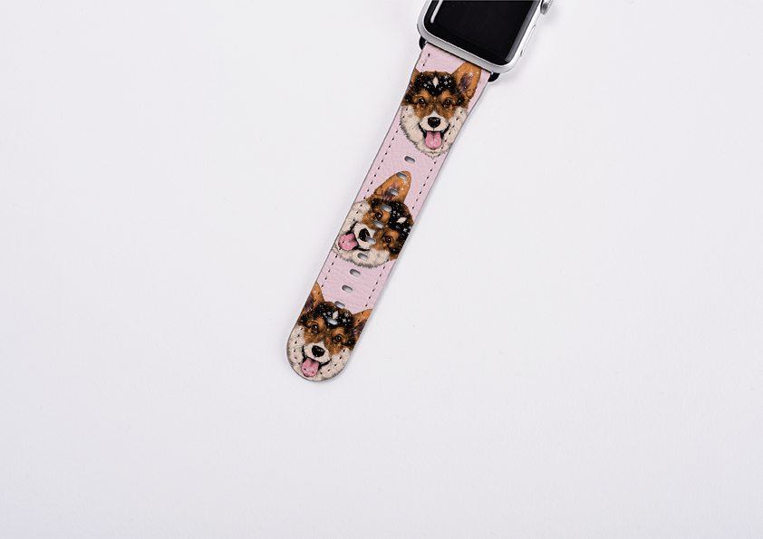 Welsh Corgi New Pink Apple Watch Strap