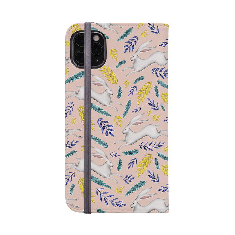 White Hare Pattern By Catherine Rowe Wallet case