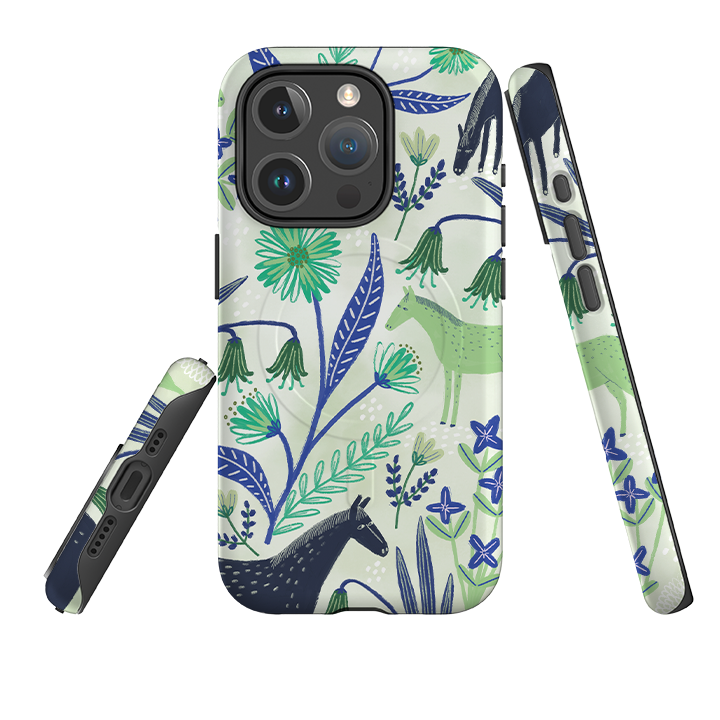 iPhone MagSafe Tough Case -  Wild Ponies Green By Lee Foster Wilson