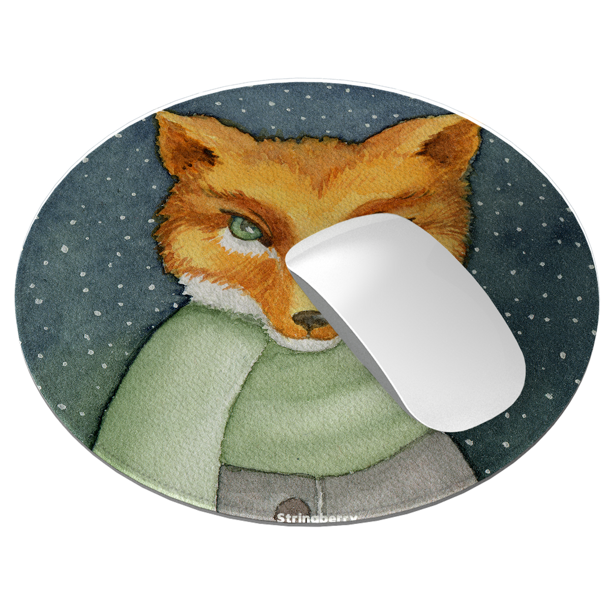 Winter Fox Vegan Leather Mouse Mat