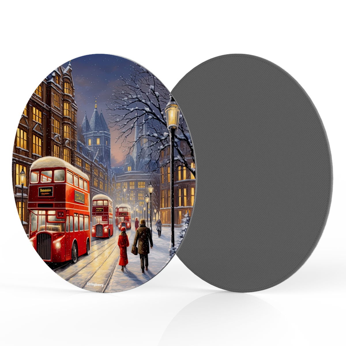 Winter On The Strand Vegan Leather Mouse Mat