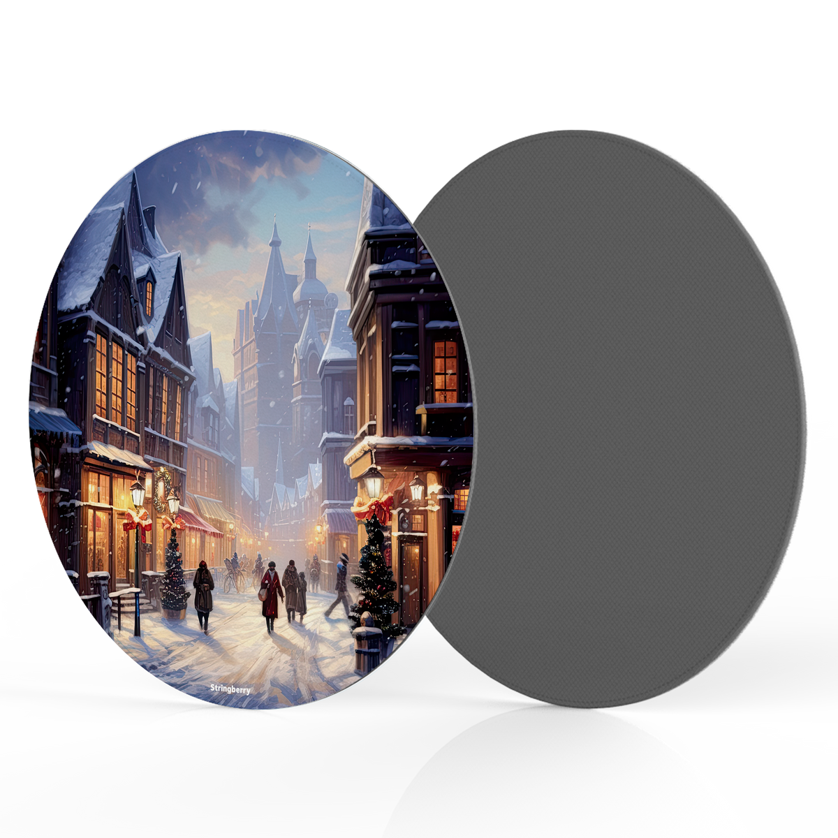 Winter Shopping Vegan Leather Mouse Mat