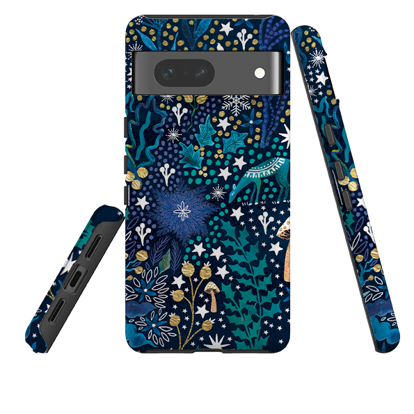 Google Tough Case - Winter Flowers Teal By Emma Frances Grant