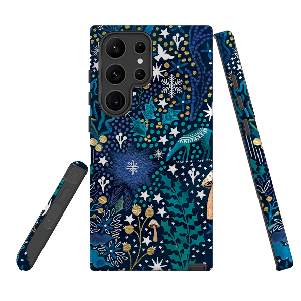 Samsung Tough Case - Winter Flowers Teal By Emma Frances Grant