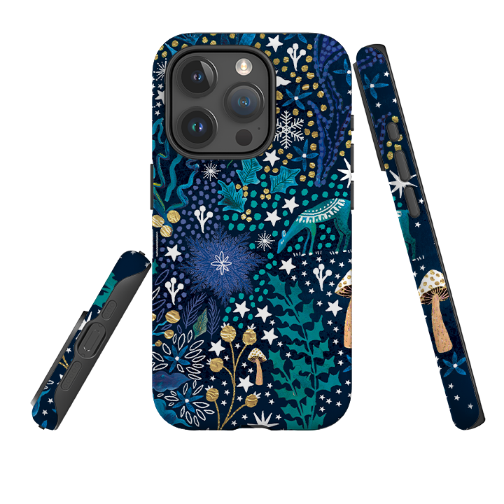 iPhone Tough Case - Winter Flowers Teal By Emma Frances Grant