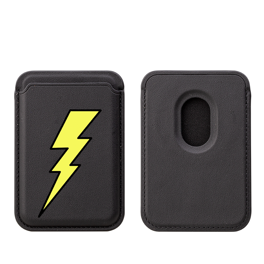 Yellow Bolt MagSafe Wallet- Black