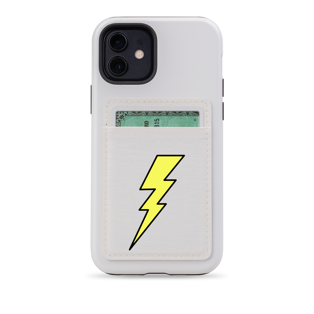 Yellow Bolt MagSafe Wallet- White