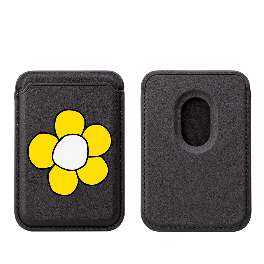 Yellow Daisy MagSafe Wallet- Black