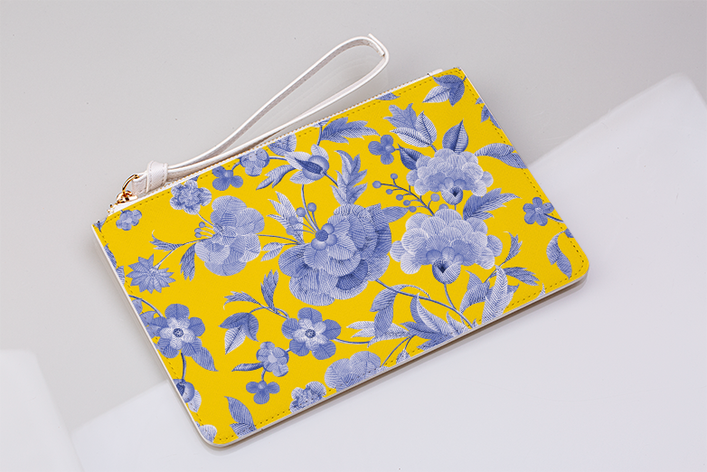 Yellow Tapestry Clutch Bag