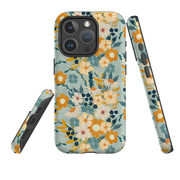 iPhone MagSafe Tough Case - Yellow And Blue Floral By Katherine Quinn