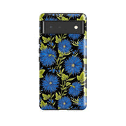 Google Tough Case -  Google Pixel Case Blue Flowers Black By Catherine Rowe