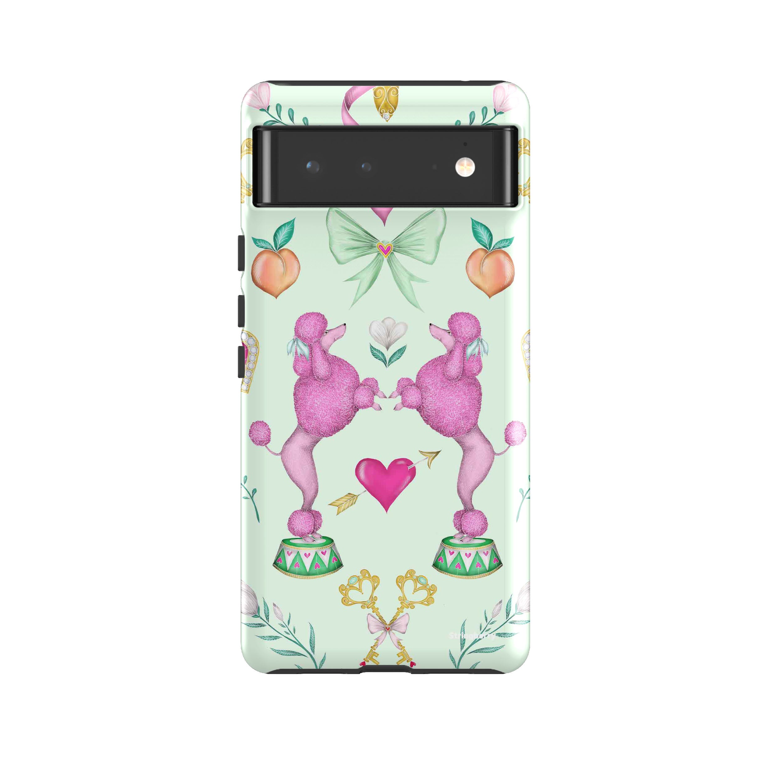 Google Tough Case -  Google Pixel Case Pink Poodle Parlour Mint By Catherine Rowe